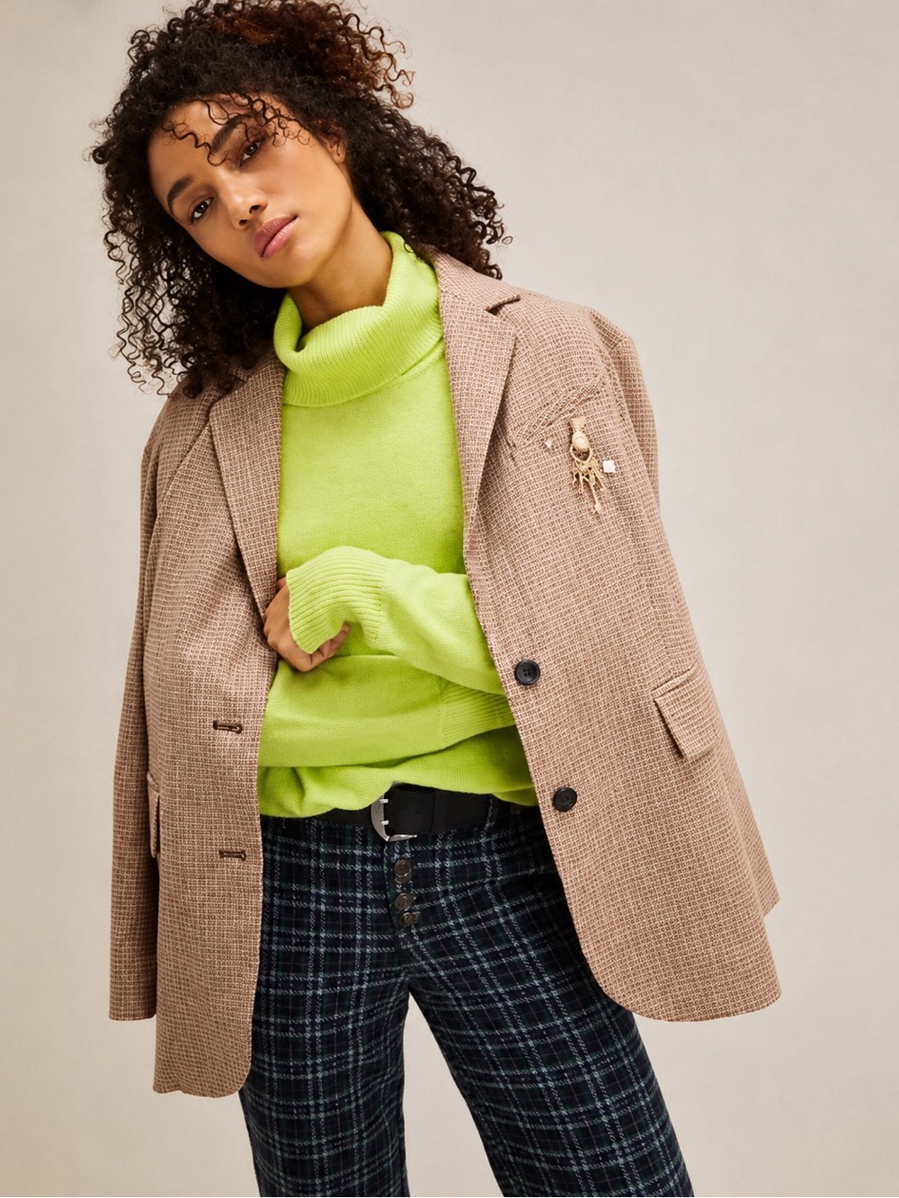 Free People 100% Cashmere Sweater Lime Punch Women Size S